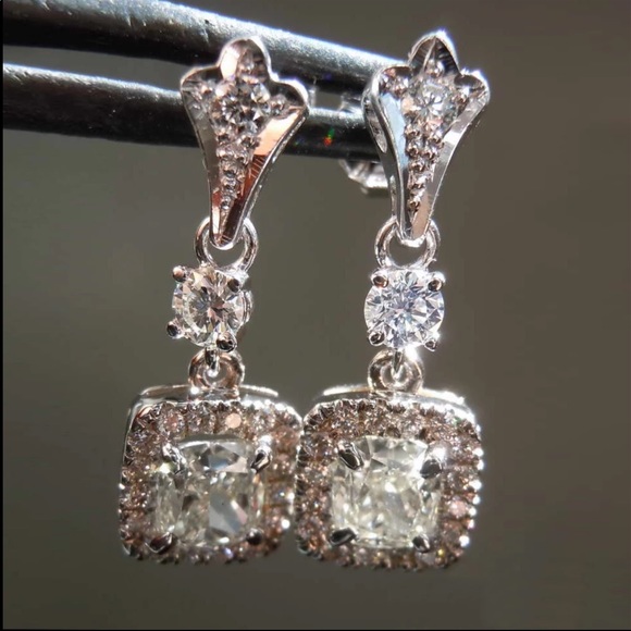 New Women’s 925 Silver Diamond Beautiful Earrings - Picture 4 of 6